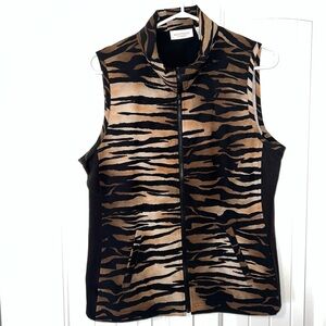 Weekends by Chico's Vest women’s Small Animal Print Tiger Zebra AOP Glam Chic